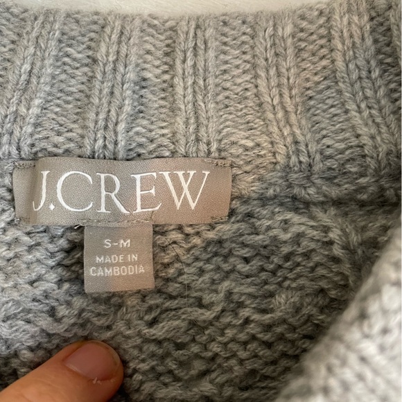 J crew oversized cable knit crewneck color block Gray Sweater - Picture 3 of 10
